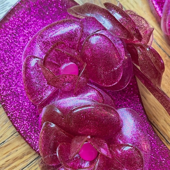 Jeffrey Campbell Floralee Women Glitter Pink Floral Jelly Sandals Size 9 NEW - Picture 6 of 10